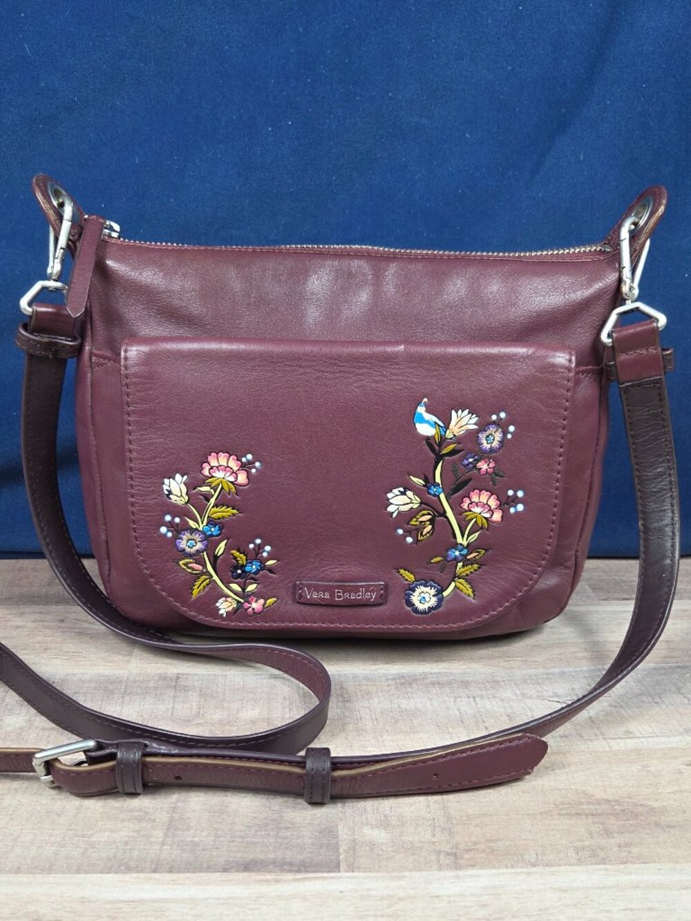 Vera Bradley Mulled Wine Leather Carson Mini Shoulder Bag
